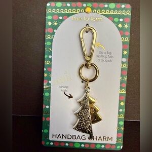 NWT True to Form Gold and Silver Tree Handbag Charm, Merry and Bright.